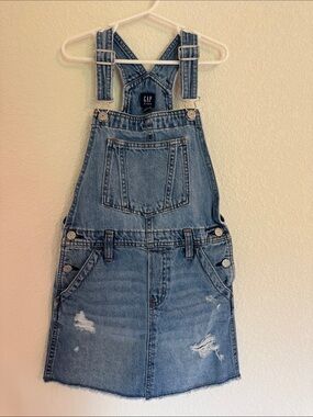 GAP Kids Blue Distressed Denim Overall Skirt